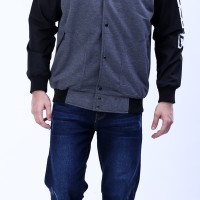 JAKET PRIA BASEBALL JAKET RAGLAN ABU HITAM GSHOP ORIGINAL G.1425