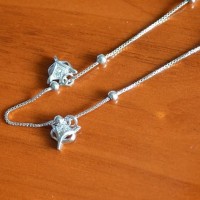 gelang kaki FOX RANTAI/ silver 925 lapis emas putih/ perhiasan