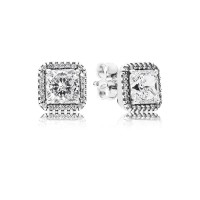 anting kotak PANDORA earring square silver stud ORI