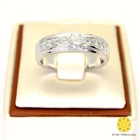 Cincin Emas Putih Pernikahan Kawin Berlian 1.1ctw Asli Murah Hari ini