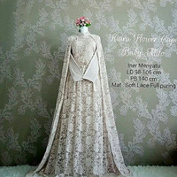 Gamis Brokat premium/Kiara Flower Cape Dress Brukat Full/Cape dress