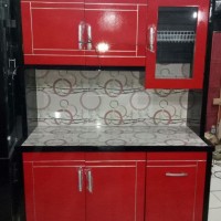Rak piring kayu 3 pintu minimalis
