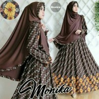 BAJU BUSANA MUSLIM GAMIS MONIKA SYARI BROWN PLUS HIJAB WITH PED WAFFLE