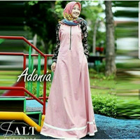 Adonia Maxy Pink Baju Muslim Wanita Kekinian Gamis Seragam Muslimah