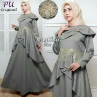 Baju Gamis Muslim Dress Wanita Dewasa Lebaran Wanita Warna Abu