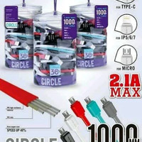HARGA PER TOPLES ISI 30 KABEL LOG ON CIRCLE IPHONE 5 6 7 PANJANG 100CM