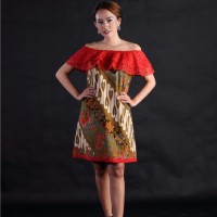 Baju Wanita Dress Batik Katun Print Motif Parang Barong Seling Coklat