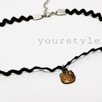 choker zigzag hello kitty bronze/aksesoris kalung korea/necklace impor