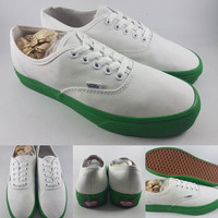 Sepatu Kets Vans Authentic Poplite White Green Sole Canvas Putih Hijau