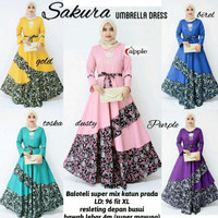 Gamis dress batik kombinasi polos sakura