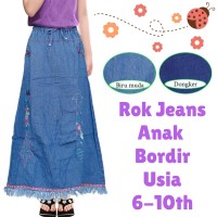 Jual Rok Anak Rumbai Bahan Jeans Motif Bordir Lucu Usia 6-10th Murah