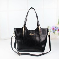 SUPPLIER TAS IMPOR WANITA BAGUS KULIT TEBAL HITAM FORMAL 3 RUANG