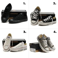 Terlaris Sepatu Converse Low 4 warna FULL HITAM HITAM PUTIH FULL PUTI