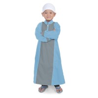 Baju Muslim Gamis Koko Anak Murah Kombinasi Strip - Abu Biru