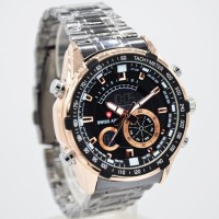 Jam Tangan Pria/Cowok Swiss Army DT Double Time Tali Rantai Black