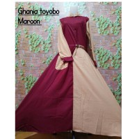 Gamis TOYOBO GHANIA Free Belt Kombinasi 2 warna katun modern dress sy