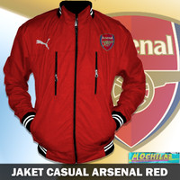 JAKET CASUAL ARSENAL RED - VARSITY - WATERPROOF - TASLAN - PARASUT