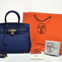 Tas Hermes Birkin 30 Clemence Long-Strap Biru AH101T