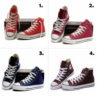 Terlaris Sepatu Converse High 4 warna MERAH MAROON BIRU NAVY COKLAT