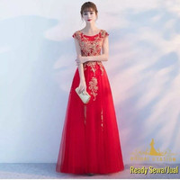 Sewa Jual Gaun Pesta merah gold surabaya