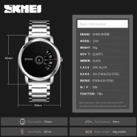 Jam Tangan Pria Casual Unik SKMEI 1260 Asli Anti Air Silver Black