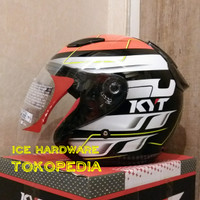 Helm Motor Halfface KYT DJ Maru DJMaru #13 Orange / Red Fluo Original
