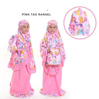 MUKENA ANAK 2-3 TAHUN KUDA PONY PINK RANSEL