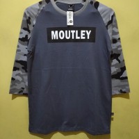 kaos distro 3second moutley baju cowok reglan pria army