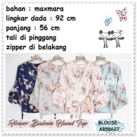 Baju Atasan Lengan Balon Tunik Blouse Wanita Import AB58627 Pink Blue