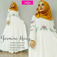 Jasmine Maxy bordir / gamis putih / gamis polos / baju lebaran
