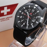 EXLUSIVE Jam Tangan Swiss Army 1881 Tali Kanvas Plat Hitam Original