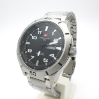HOT SALE ! Swiss Army Analog Jam Tangan Pria Silver Hitam 1475M