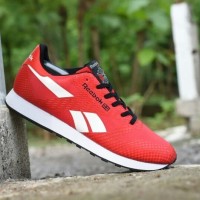 Sepatu Casual Reebok Classic Grade Ori Merah Putih Sport Kets Pria