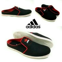 Termurah Berkualitas Sepatu Slop Adidas Hitam Abu/Sandal Slop Pria