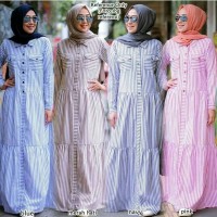 Sean dress - Merah Hati / Baju Gamis Wanita Muslim Salur Dress Murah