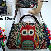 Jual Tas Bordir Thailand - Selempang Multi OWL 1 Biru Murah