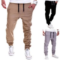 Celana pria Men Fashion Casual Elastic Drawstring Pants Baggy Sweatpan