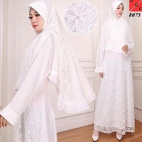 Harga Sepecial Baju Muslim Wanita / Baju Gamis Putih Silk Sutra #8075