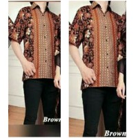 SALE Kemeja Batik Pria, Baju Batik Singket Modern Alvin Coklat