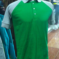 Kaos polo raglan lacos katun hijau abu-abu