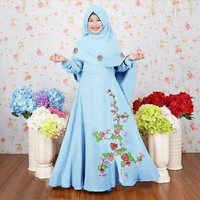 Arsy Kids Syari Baju Muslim Anak Perempuan Light Blue Biru Muda