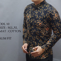 Jual Kemeja Batik Modern Pria Slim Fit Lengan Panjang D283 Murah