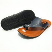 CLEARANCE SALE Sandal Sendal Laki Pria Kokop Jempol Q-Sock Navy/Tan