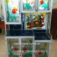 Lemari sayur - Rak piring 3pintu dari aluminium dan kaca-anti Rayap