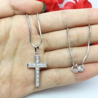 Perhiasan India Kalung Lapis Emas Putih Silver Xuping Liontin Salib