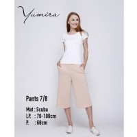 Celana kulot pendek bahan scuba polos / pleated midi cullote pants