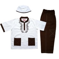 Baju Muslim Koko Anak Laki-laki Stelan Setelan Pendek Set Peci ZR1-4