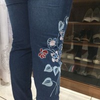 CELANA JEANS MURAH WANITA SOFT JEANS BORDIR BUNGA PREMIUM QUALITY