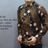 Jual Kemeja Batik Pria Modern Slimfit Lengan panjang D 184 Murah