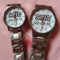 Termurah Jam Tangan Stainless Couple Bisa Tulis Nama, Tanggal, Gambar,